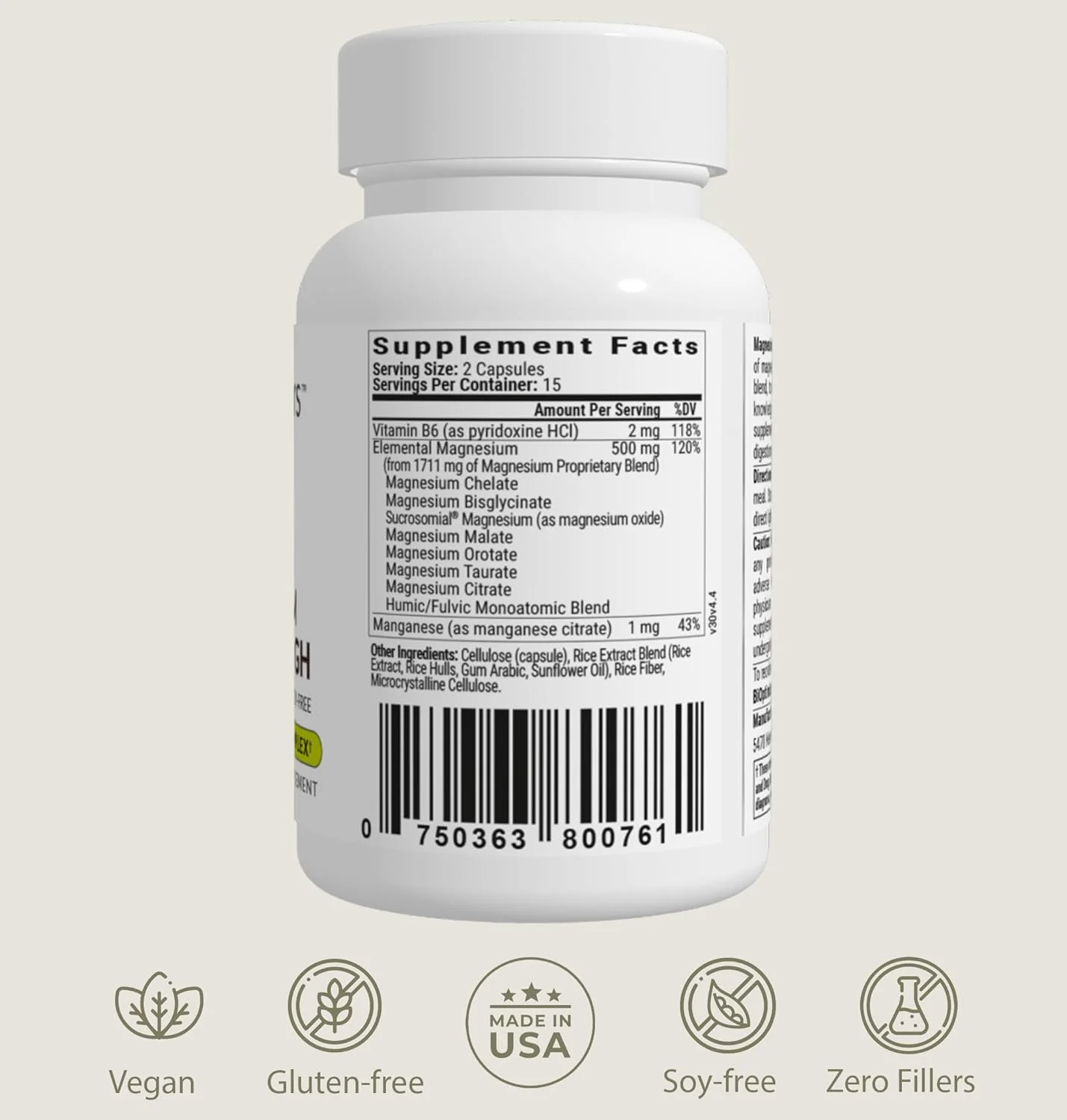 BIOptimizers Magnesium Breakthrough Supplement 4.0-7 Forms of Mg: Glycinate, Malate, Citrate, and More - Natural Support for Sleep and Cognitive Function - 60 Capsules- Calming Vitamins Complex